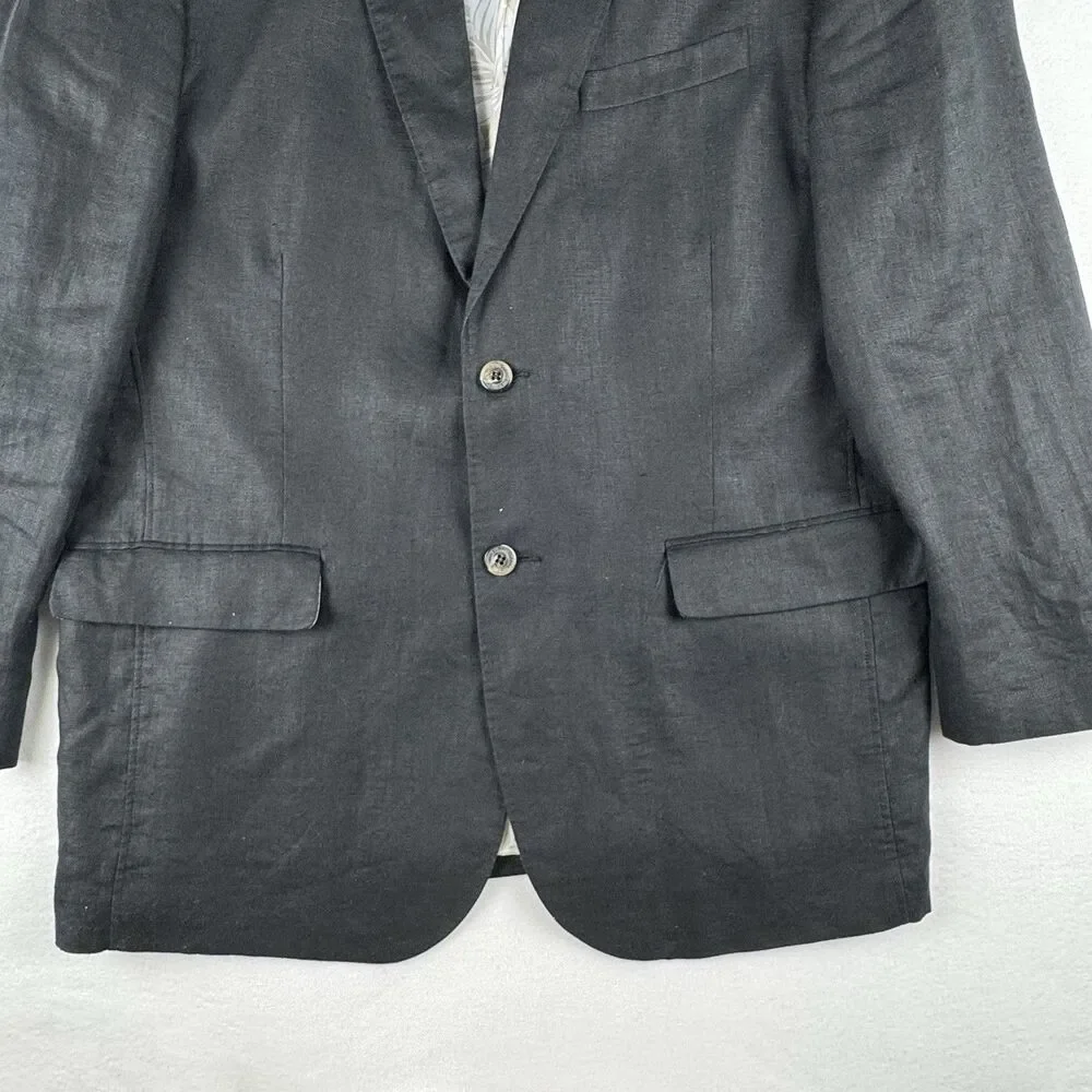 Tasso Elba Men’s Blazer Jacket 100% Linen Lightweight Black XLarge 45-47